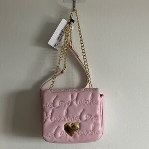 Moschino Pink Quilted Logo Heart Crossbody Summer vibe